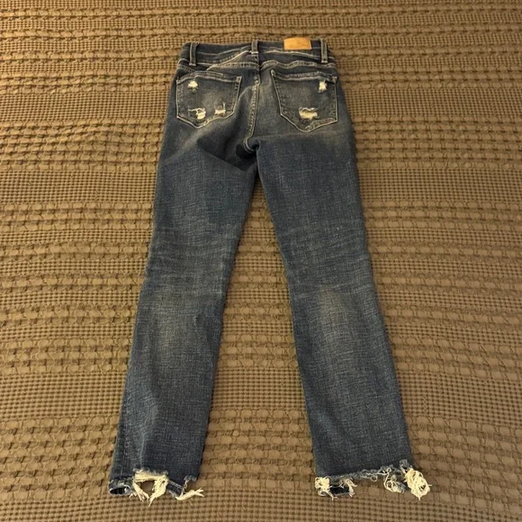 BKE Distressed Dark Blue Straight Leg Jeans - Picture 3 of 3